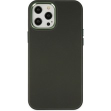Royaleks Apple Iphone 12 Pro Max Kılıf Asya Deri Silikon - Koyu Yeşil