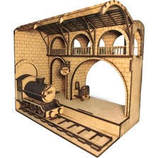 Algwooddesign Platform 9¾ Tren Istasyonu Ahşap Maket, 143 Parça Dıy Minyatür Tren Istasyonu Mo
