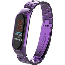 KSB Store Mey Ithalat®   Mi Band 4 Metal Baklalı Kordon - Mor