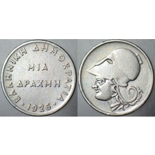 Banknoting Yunanistan 1 Drahmi 1926 Miğferli Athena Başı Görselli.