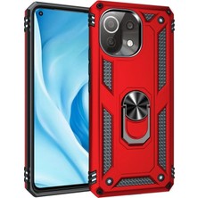 Royaleks Xiaomi Mi 11 Lite Kılıf Sofya Yüzüklü Silikon Kapak - Kırmızı