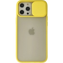Royaleks Apple Iphone 12 Pro Max Kılıf Palm Buzlu Kamera Sürgülü Silikon - Sarı
