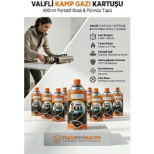 Transformacion Valfli Kamp Gazı Kartuşu 400 Ml, Portatif Ocak ve Pürmüz Tüpü ile Uyumlu, 9 Ade