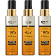 Organik Argan &amp; Keratin Sıvı Saç Kremi 3'lü Set – Durulanmayan, Dökülme Karşıtı, Onar