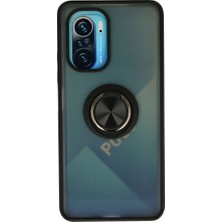 Royaleks Xiaomi Redmi K40 Kılıf Montreal Yüzüklü Silikon Kapak - Siyah