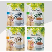 4 Farklı Aromalı Kedi Çorbası 4X40GR (Tavuk-Somon-Ördek-Balık)