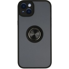 KSB Store Mey Ithalat®  iPhone 14 Kılıf Montreal Yüzüklü Silikon Kapak - Siyah