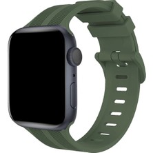 KSB Store Mey Ithalat®   Watch 38MM KR408 Çizgili Silikon Kordon - Koyu Yeşil