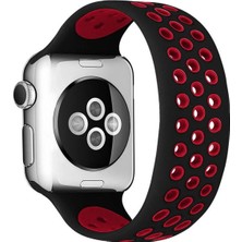 KSB Store Mey Ithalat®   Watch 42MM Ayarlı Delikli Silikon Kordon - Siyah-Kırmızı