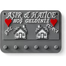 KSB Store Premium Kişiye Özel Tasarlanabilir House Dekoratif Duvar Anahtarlık Askısı Gri