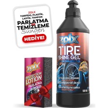 Zolx Lastik Parlatıcı Temizleyici Jel Lastik Temizleme Jeli 500ML + Sünger Hediyeli
