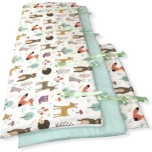 Bebek Özel 80X130 Beşik Kenar Koruma Seti, 3 PARÇA,%100 Pamuk, Doğa Desenli, Mint Yeşili