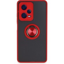 KSB Store Mey Ithalat®   Redmi Note 12 5g Kılıf Montreal Yüzüklü Silikon Kapak - Kırmızı