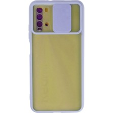 Royaleks Xiaomi Redmi 9t Kılıf Palm Buzlu Kamera Sürgülü Silikon - Lila