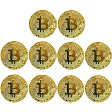 Bitcoin Madeni Hatıra Parası, Btc Altın Rengi Hediye Sikke Para, Kutulu Koleksiyon Parası (10 Ad