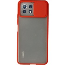 Royaleks Xiaomi Mi 11 Lite Kılıf Palm Buzlu Kamera Sürgülü Silikon - Kırmızı