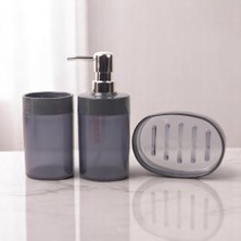Akrilik 3'lü Banyo ve Lavabo Seti - Diş Fırçalık, Sıvı Sabunluk ve Katı Sabunluk - Şık, Da