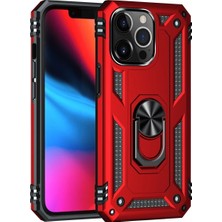KSB Store Mey Ithalat®  iPhone 14 Pro Kılıf Sofya Yüzüklü Silikon Kapak - Kırmızı