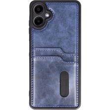 KSB Store Mey Ithalat®  Samsung Galaxy A06 Kılıf Sara Kartvizitli Deri Kılıf - Lacivert