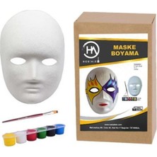 Hobialem Maske Boyama Seti, Eğitici Maske Boyama, 6 Lı Boya Maske ve Fırça, Eğlenceli Aktivite