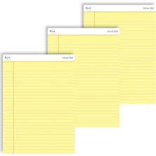 A5 Boyut, 3 Adet Sarı Renkli Legal Pad, Notluk, Notepad, Defter, Herbiri 50 Yaprak, Geniş Satır A