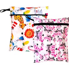 Yorni 2 Adet Sıvı Geçirmeyen Çok Amaçlı Çanta, 30 x 35 cm Jungle ve 37 x 30 cm Mom Desen, Eko