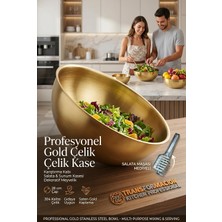 Transformacion Gold Çelik Profesyonel Kase 28 cm - Çok Amaçlı Karıştırma Kabı, Salata & Sunu