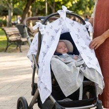 Deux Lapins% 100 Pamuk Müslin Puset Örtüsü Iconique Lapin - Gri Tavşan Desenli