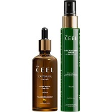 The Ceel Biberiye Suyu &amp; Hint Yağı Seti 100ML+50ML, Rosemary Water ve Castor Oil, Saç, Kaş,