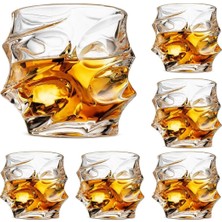 Premium Kristal Viski Bardakları 6'li Set, Büyük Kurşunsuz Kristal Cam, Tadım Bardakları Scotc