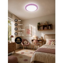 24 W Kristal Çerçeveli Tavan Armatürü, ESEMLIGHT,6400 K Beyaz Işık (Mor)