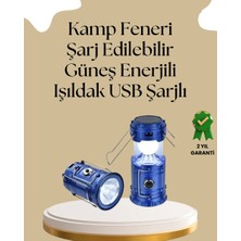 Aesco Güneş Enerjili Katlanabilir Kamp Feneri – USB Şarjlı, Hafif ve Çok Fonksiyonlu