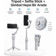 Aesco Mey Ithalat® 3 Eksen Telefon Gimbal Stabilizer Yapay Zeka Takipli Katlanabilir Dahili Dolgu Işıklı Video Sabitleyici