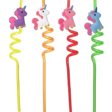 Hereveoyuncak 5 Parça Renkli Pipet Setii - Emojili Spiral Kokteyl- Çocuk Pipeti Temizleme Fırçalı