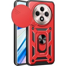 Aesco Xiaomi Redmi 14C Kılıf Pars Lens Yüzüklü Silikon - Kırmızı