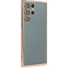 Aesco Samsung Galaxy S22 Ultra Kılıf Razer Lensli Silikon - Gold