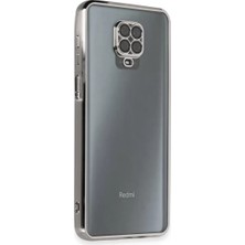 Aesco Xiaomi Redmi Note 9 Pro Kılıf Razer Lensli Silikon - Gümüş