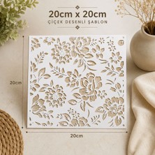 Bedoris 20X20 cm Çiçek Desenli Duvar Şablonu