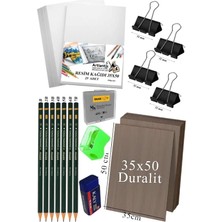 Artlantis Karakalem Eskiz Çizim Seti Durolit Seti 35X50 cm 1 Paket Resim Kağıdı Dereceli Kalem S