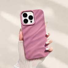 Aksesuarda iPhone 13 Pro  Uyumlu Orkide Moru Kabartmalı Dalga Desenli Silikon Telefon Kılıfı Darbe Emici Şık Tasarım