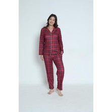 Obje Kadın Kırmızı Ekose Desen Pijama Altı