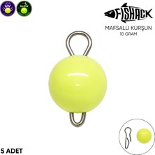 Fishack Mafsallı Kurşun - Hareketli Iğne Kurşunu - Uv Yeşil - 5'li Paket - 10 Gram