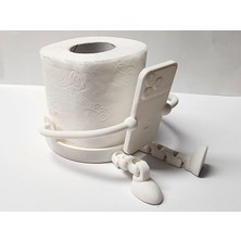 Demirhan3D 🚽📱 Büyük Boy Hareketli Bacaklı Tuvalet Kağıdı Tutucu Figür | Telefonlu Dekoratif Banyo Aksesuarı | Pla Doğa Dostu