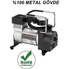 Forestia Metal Gövde Profesyonel Araç Kompresörü - 12V Çakmak Girişli Lastik Şişirme Pompası - Hava Pompası