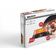 Wolfram LED Tepe Döner Ikaz Lambası Cıvata + Vantuz ve Mıknatıs Bağlantılı 10 Fonksiyon E9-Belgeli