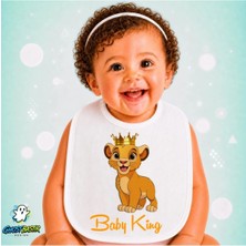 Ghostbastır Design Aslan Kral Keten Bebek Mama Önlüğü – Yumuşak, Emici, Yıkanabilir, Özel Tasarım P009