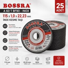 Trendhane 25 Adet 115X1.0X22.23 mm Inox Kesme Taşı – Paslanmaz Çelik ve Metal Kesim Diski