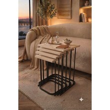 Eryalux Home Modern Zigon Sehpa (Siyah-Traverten)