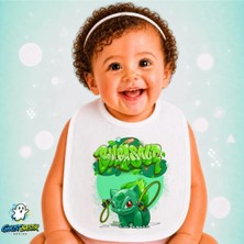 Ghostbastır Design Balbasaur Keten Bebek Mama Önlüğü – Yumuşak, Emici, Yıkanabilir, Özel Tasarım P007