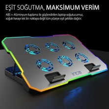Maxi Trendy INC-618GMS 6 Fanlı Rgb Laptop Soğutucu Stand 9-17” | 2400 Rpm 10 LED Mod 5 Kademe Yükseklik Ayarlı